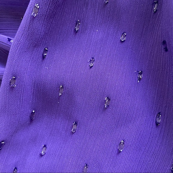 Michael Kors Purple Shimmer Cut Swiss Dot Peasant Top - Picture 13 of 15